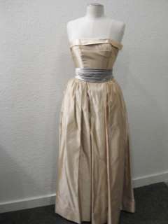 vtg 40s Heavy Satin Shelf Bust Evening Dress Ball Gown  