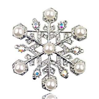 Silver Tone Austrian Crystal Winter Snowflake Pin Brooch  