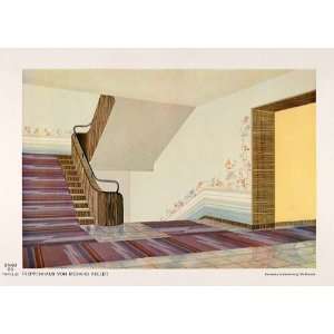  1933 Art Deco Stairs Stairway Carpet Wall Decor Print 