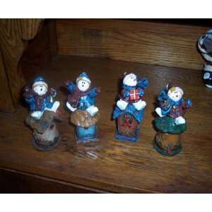  Snowman on Birdhouse Decor Set 4