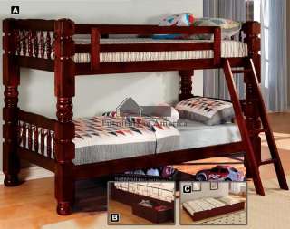 Twin Twin Bunkbed Solid 4.5 Thick Post Bunk Beds Kids Furniture 