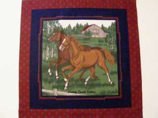Quarter Horse Barn Western Fabric Pillow Panel 16x16  