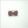 3pcs hellokitty pink & silver & black crystal bow ring rings gift 