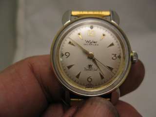 1959 STEEL CASED WYLER INCAFLEX LIFEGUARD DYNAWIND GOLD OVER STAINLESS 