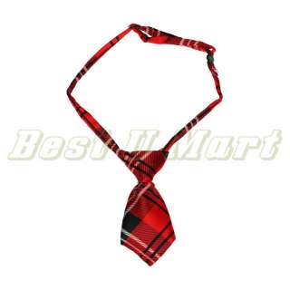   Red Grid Pet Dog Cat Handsome Bow Tie Necktie Collar 25cm 40cm  