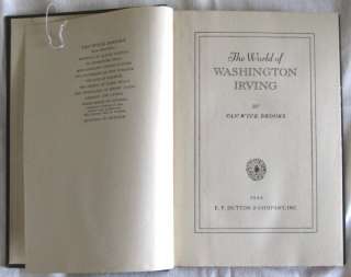 THE WORLD OF WASHINGTON IRVING Van Wyck Brooks 1st Ed.  