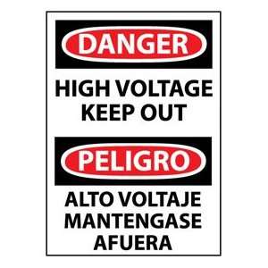 Bilingual Aluminum Sign   Danger High Voltage Keep Out  
