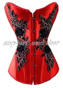 Red CORSET Black Big Rose Lace Bustier New Design 6XL  