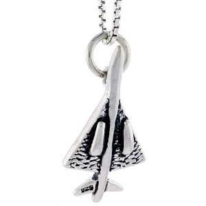  925 Sterling Silver Jet Plane Pendant (w/ 18 Silver Chain 