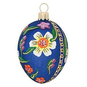  Blue Egg With Flowers Ornament