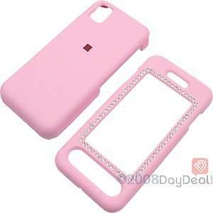 Rhinestones Pink Rubberized Shield Protector Case for Samsung Instinct 