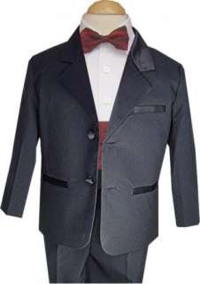 Red Cummberbund and bow Boys Tuxedo Suit Sz 3  