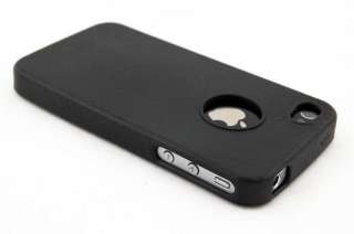 Black Leather Grain Soft TPU Gel Skin Case Cover for Apple iPhone 4 4G 