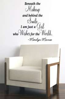 WISH FOR THE WORLD MARILYN MONROE QUOTE VINYL WALL DECAL STICKER ART 