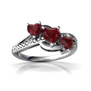  14K White Gold Heart Genuine Ruby Ring Size 6 Jewelry