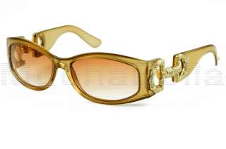 GUCCI SUNGLASSES GG 3018 OVKS2 GOLD FRAME w GOLD & CRYSTAL TEMPLES 