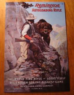 Remington Rifle GRIZZLY BEAR Hunting Cabin Decor Sign  
