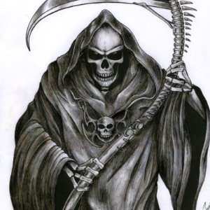  the grim reaper black and white Round Stickers Arts 