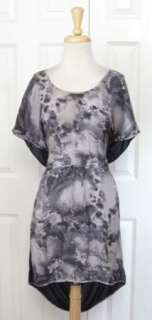 Chic RAG & BONE Gray & Navy Print Silk Blend Dress Sz 8 M  
