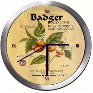 BADGER 14 Inch Coffee Metal Clock Quartz Movement  Kitchen 