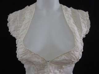 FOLEY Ivory Cotton Sleeveless Ruffle Dress Sz XS  