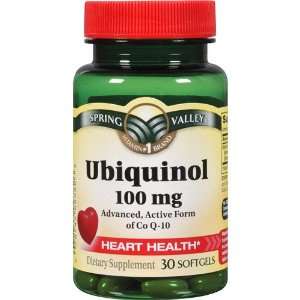 Spring Valley   Ubiquinol 100 mg, Advanced, Active Form of Co Q 10, 30 