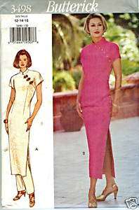 BUTTERICK 3498 PATTERN NEW sizes 12 14 16 ASIAN GOWN  