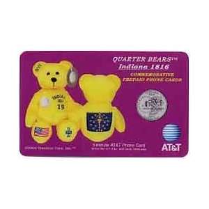   Card 5m Indiana (#19) Quarter Bear Pictures Bean Bag Toy, Coin, Flag