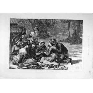  1879 Picnic Burnham Beeches Forest Woods People Print 