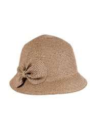 Luxury Lane Womens Straw Specked Bucket Hat with Side Bow