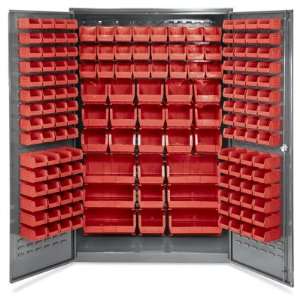   78 Bin Storage Cabinet with Shelves   168 Red Bins