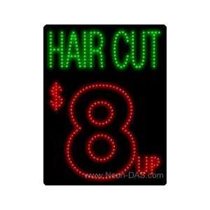 Hair Cut $8 Up Outdoor LED Sign 31 x 24