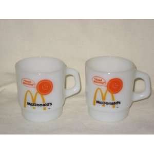   Anchor Hocking Fire King  Good Morning  McDonalds Advertising Mugs