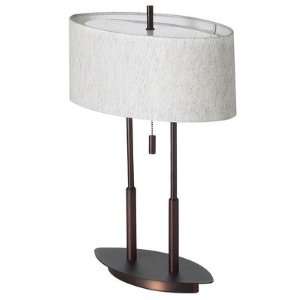   Table Lamp with Oval Linen Shade, Oil Brushed Bronze