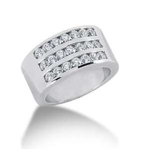 18K Gold Diamond Anniversary Wedding Ring 21 Round Brilliant Diamonds 