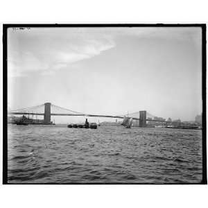  Brooklyn Bridge from up the river,New York