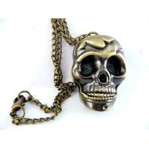   Personalized Skull Pocket Watch Chain Necklace 