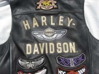   Leather HARLEY DAVIDSON 100 Year Anniversary Vest W/Patches Size L