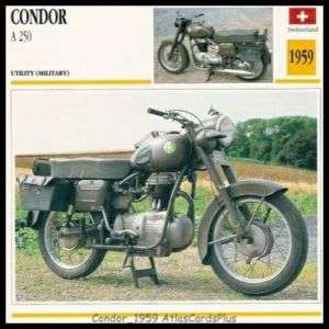 Motorcycle Card 1959 Condor A250 single cyl 4 speed 250  