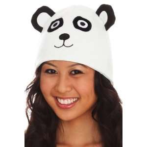  White Panda Smiling Face Beanie Hat with Ears Adorable 