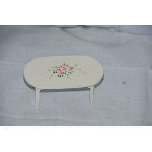 Dollhouse Furniture White Wood with Hand Painted Pink Roses & Vines 10 