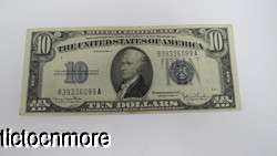 US 1934 D 1934D $10 TEN DOLLAR BILL SILVER CERTIFICATE SMALL NOTE BLUE 