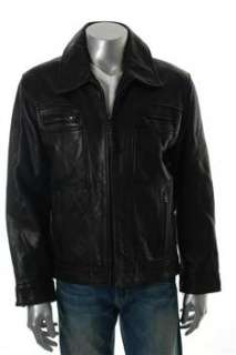 Marc New York Mens Motorcycle Jacket Black Leather Coat M  