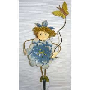  Small Blue Flower Metal Garden Fairy Gift Stake Patio 
