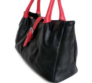 Fashion Style 100% Genuine Leather Lady Womens Black Tote Handbag 
