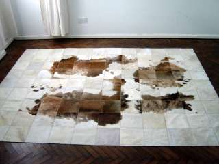 NEW COWHIDE PATCHWORK RUG LEATHER CARPET cu_491  