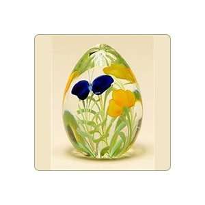  Poppies   Cased Egg Glass Paperweight