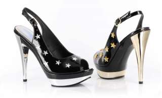 inch heel Chrome Sandal with Stars  