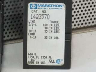 MARATHON 1423570 POWER DISTRIBUTION BLOCKS, 600 VOLT, 175 AMPS 