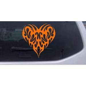 Orange 14in X 13.5in    Tribal Heart Car Window Wall Laptop Decal 